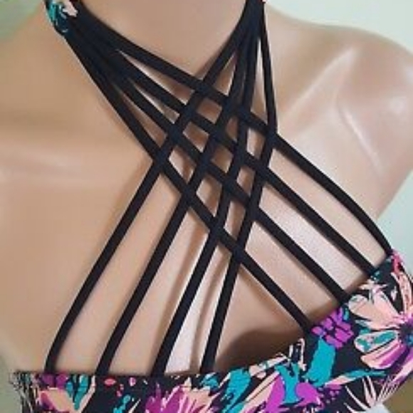 💎Hula Honey Tropical Splash Strappy Bikini Top in size S - Picture 8 of 15